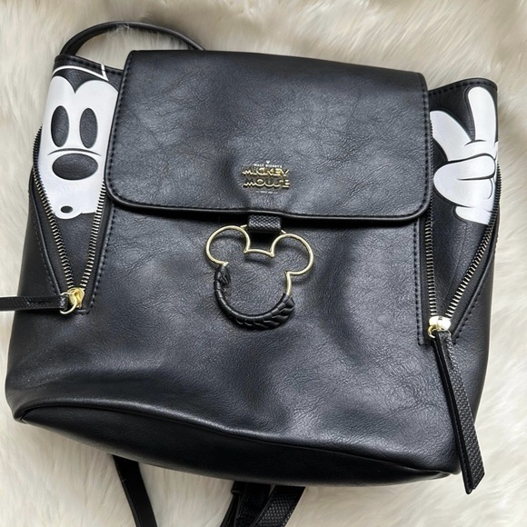Disney Handbags - Disney Black Mickey Mouse Backpack with Gold Accents
